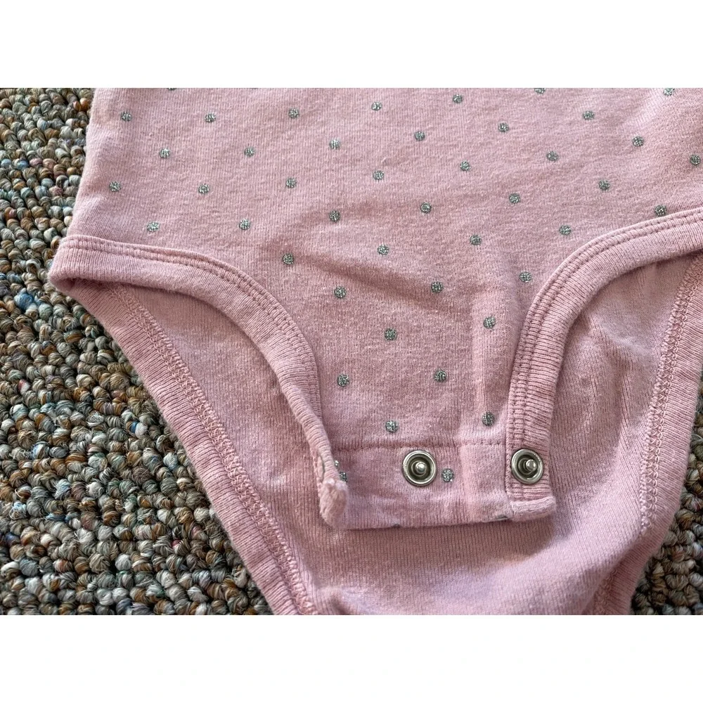 Carter's Girls Pink & Silver Glitter Spotted Bodysuit 12M